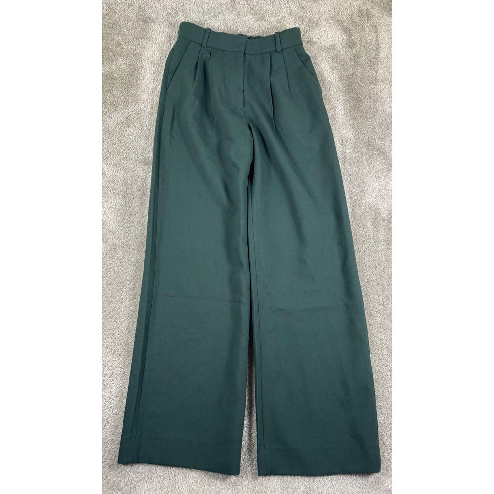 Abercrombie & Fitch A&F Sloane Tailored Pants Green Wide Leg Pleated Size 4R 27
